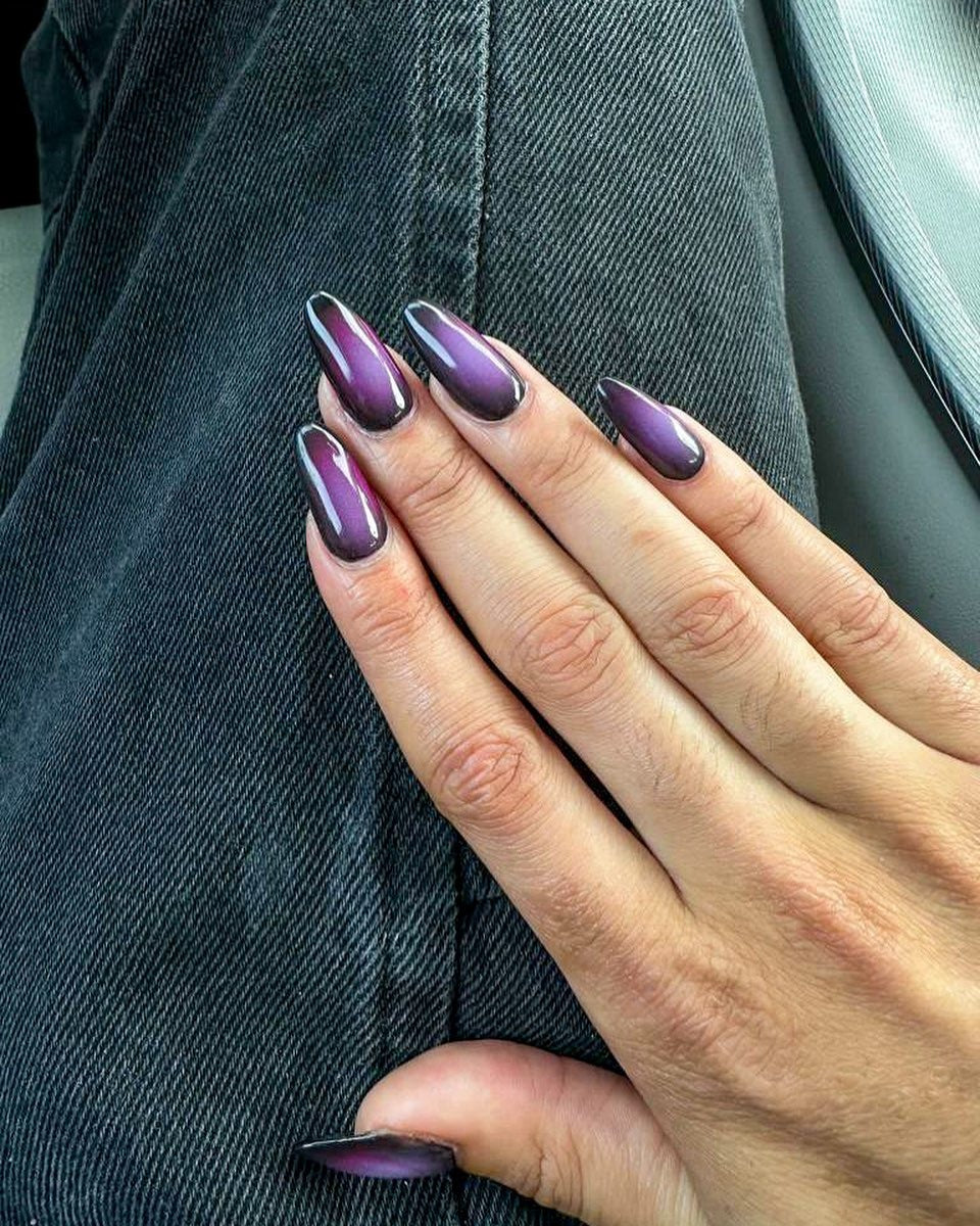 15 Chic Black And Purple Nail Inspo That Feels Effortlessly Cool