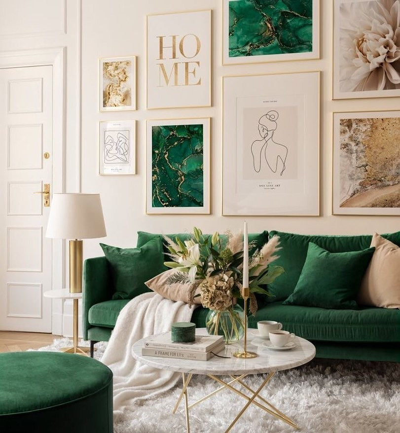 15 Chic Green And Gold Living Room Ideas