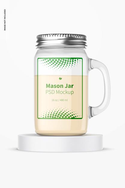 Premium PSD  16 oz glass beer cup mockup, front view