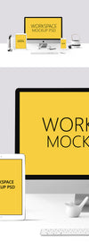 Workspace Mockup PSD (iMac, iPad and iPhone)