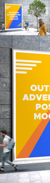 Outdoor Advertising Poster with People Mockup PSD