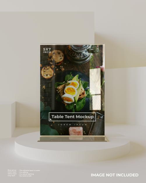 mockup table tent Acrylic Table Tent Mockup With Geometry Psd