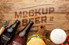 American Style Beer Mockup With Food Psd