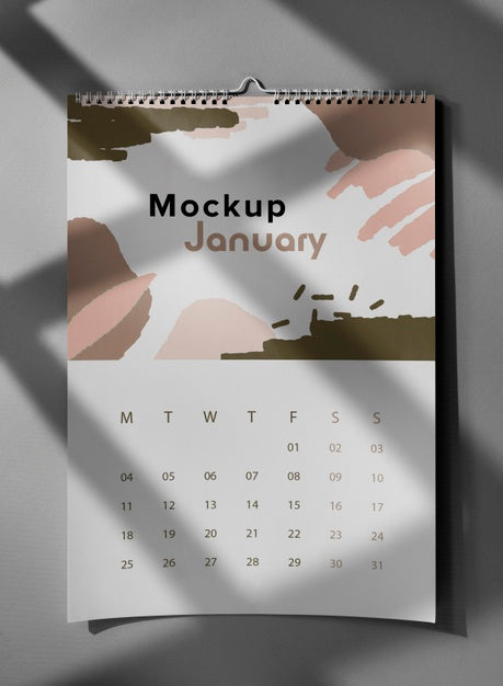 Arrangement Of Mock-Up Wall Calendar Indoors Psd - Mockup Hunt