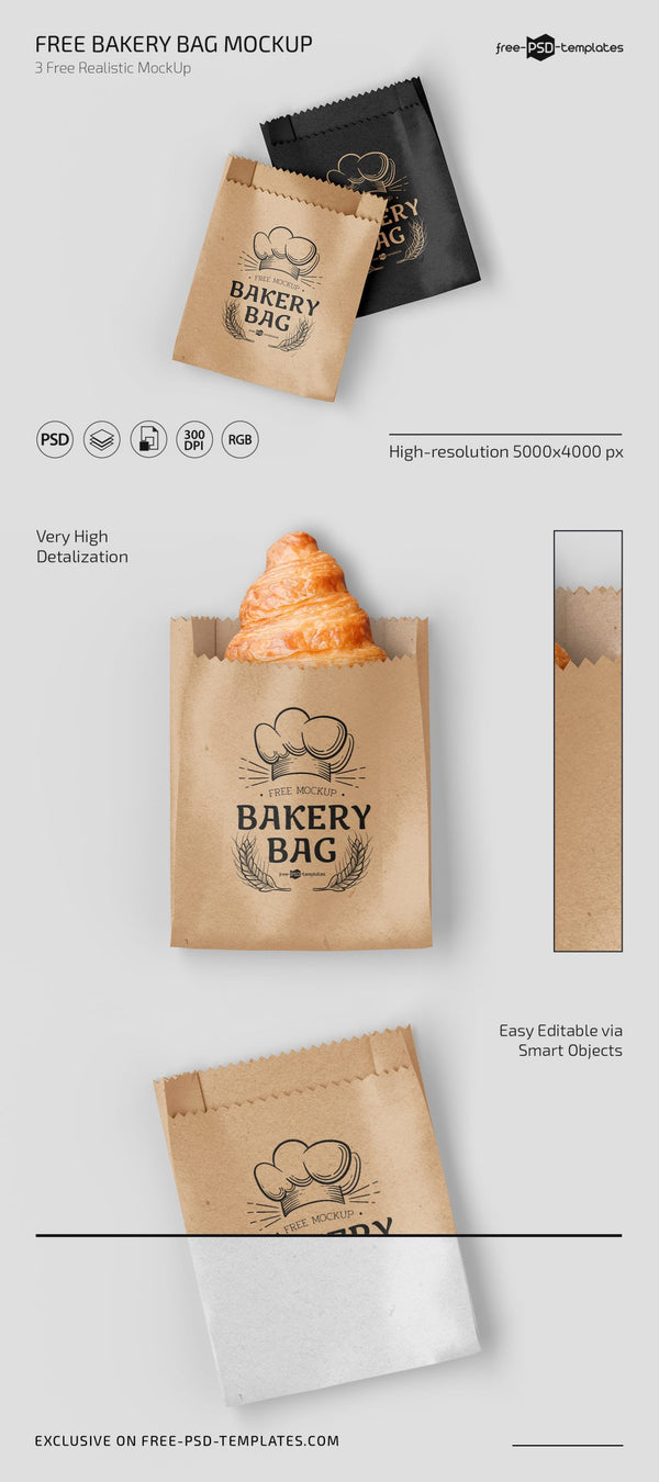 Kraft Paper Bakery Bag Mockup - Free Download Images High Quality