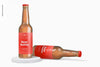 Beer Bottles Mockup, Standing And Dropped Psd
