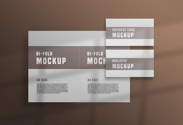 Bifold Brochure With A Business Card Psd Mockup Psd - Mockup Hunt