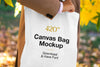 Canvas Bag With Women Mockup