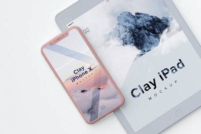 Clay and White iPhone X and iPad (Mockup)