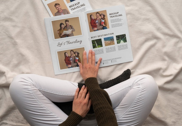 Close Up On Magazine In The Bedroom Psd - Mockup Hunt