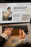 Close Up On Online Shopping Concept Mockup Psd