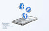 Facebook On Mobile Phone Mockup With 3D Icons Psd