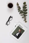Flat Lay Books, Glasses And Coffee Cup Psd