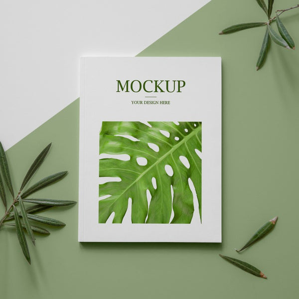 Flat Lay Nature Magazine Cover Mock-Up With Leaves Arrangement Psd ...