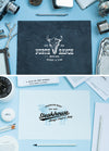 Great Table Paper Mockup with Camera, Pen and Other Accessories