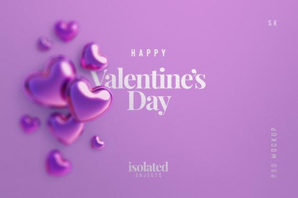 Happy Valentines Day Background Mockup With Decorative Love Hearts Top ...