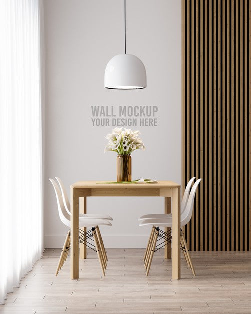 Interior Dining Room Wallpaper Mockup Psd - Mockup Hunt