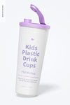 Kids Plastic Drink Cup With Lid Mockup Psd