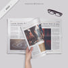 Reading an Open Newspaper or Magazine Mockup