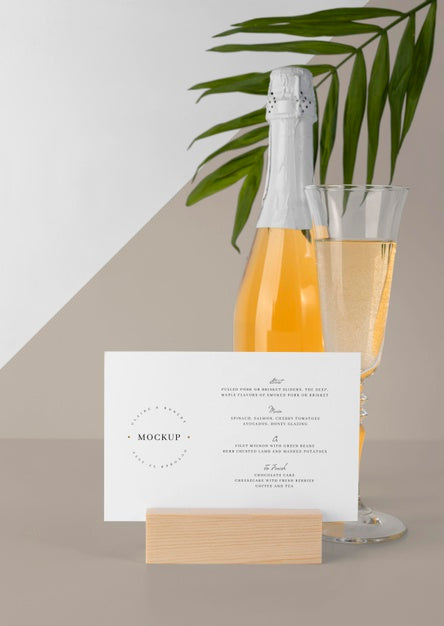 Clear Bottle With White Champagne Mockup - Free Download Images