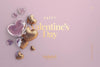 Valentines Day Background Mockup With A Composition Of Decorative Love Hearts Top View Psd