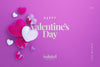Valentines Day Background Mockup With A Composition Of Decorative Love Hearts Top View Psd