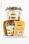 Yogurt Cups With Label Mockup, Stacked Psd