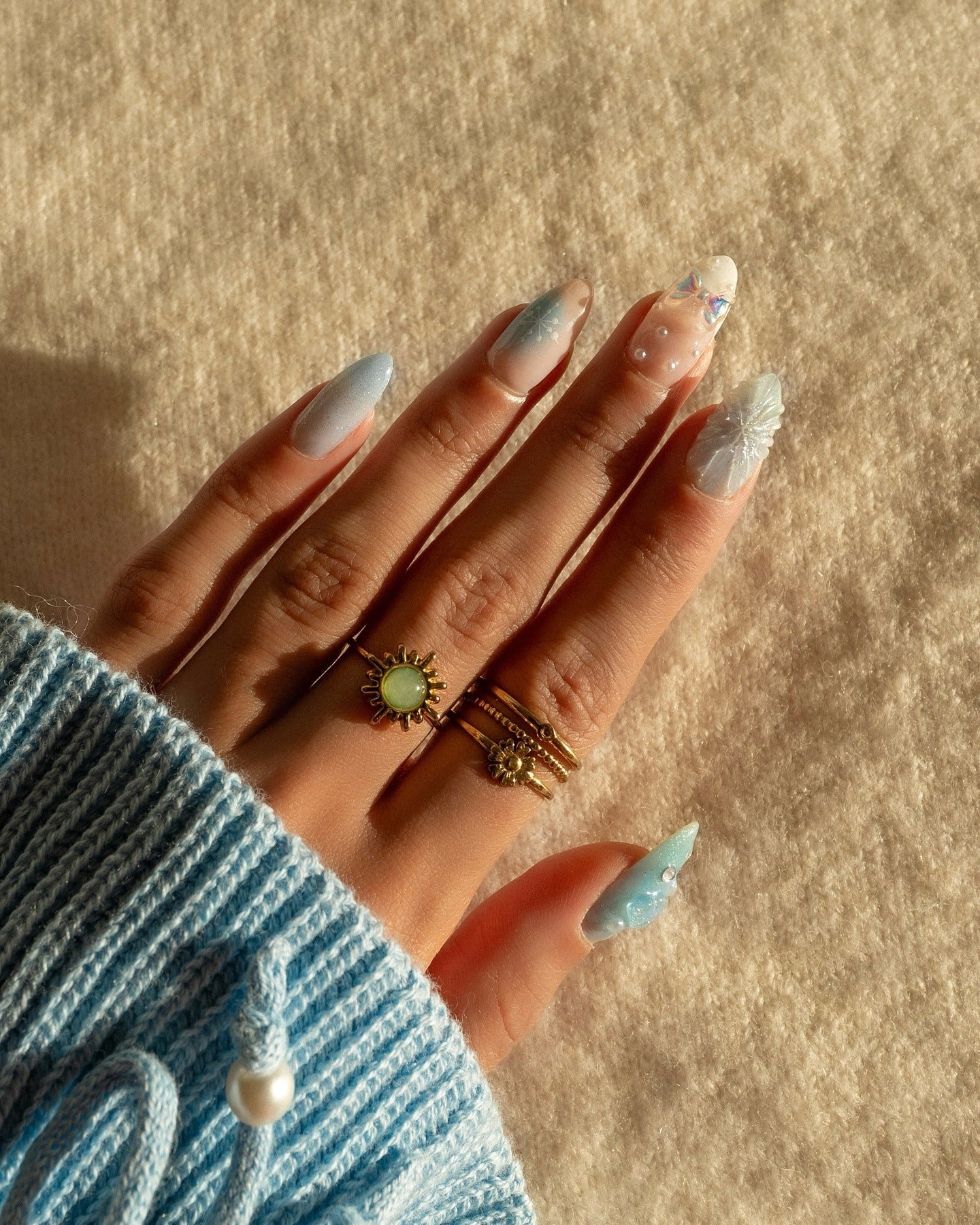 Sparkly Crystal Nails for Winter 2025