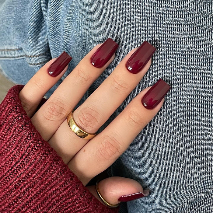 15 Bold Dark Red Coffin Nail Looks to Try Now