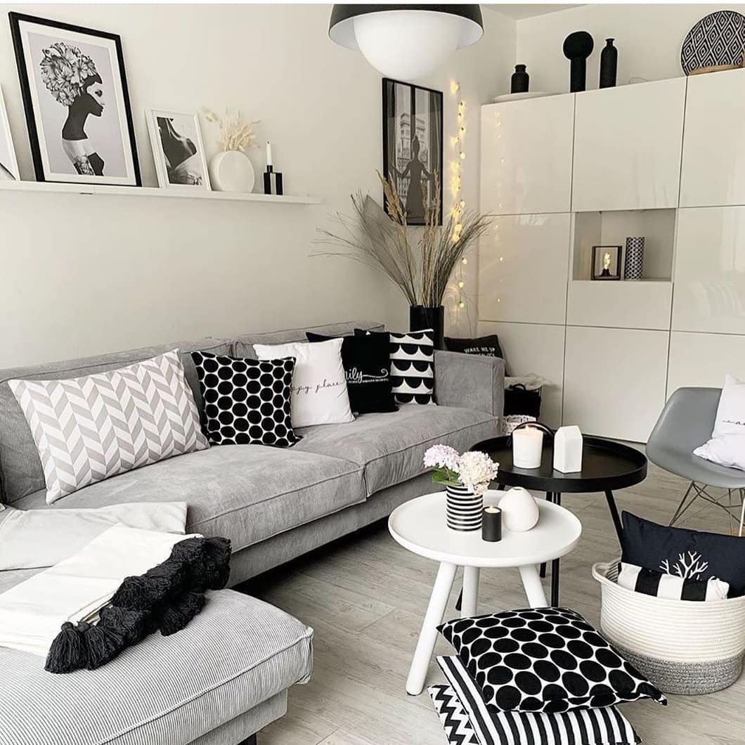 22 Chic Black, White and Grey Living Room Ideas