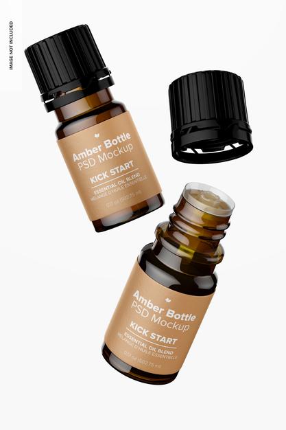 0.17 Oz Amber Bottle Mockup Psd