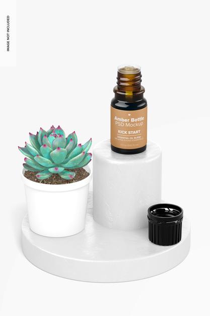 0.17 Oz Amber Bottle Mockup Psd