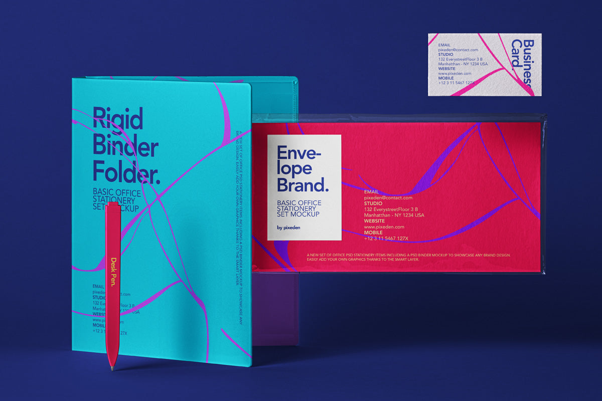 Basic Office Stationery Set Mockup PSD