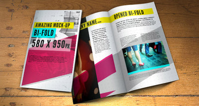 Bi-Fold Brochure Mockup Magazine Template