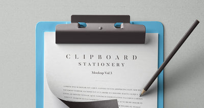 Top View of Clipboard Stationery Psd Mockup Design