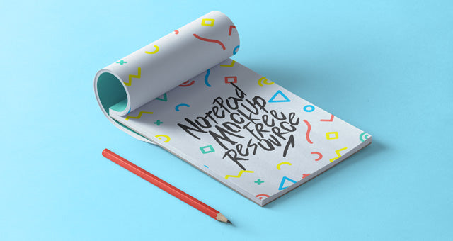 Isometric Side View of Psd Notepad Mockup