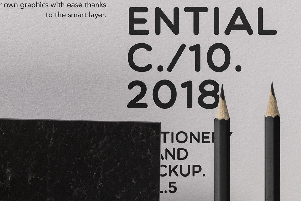 Essential Stationery Psd Mockup in Front View