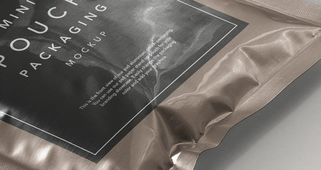 Metal Foil Packaging Mockup Perspective View
