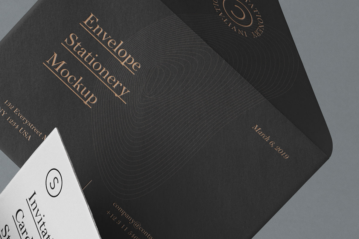 Falling and Floating Psd Invitation Mockup