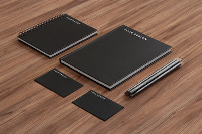 Black and Classic Branding Stationery PSD Mockup