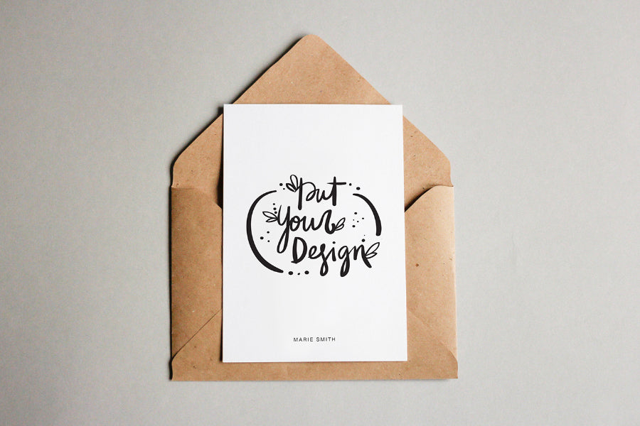 Empty Postcard Mockup with Envelope