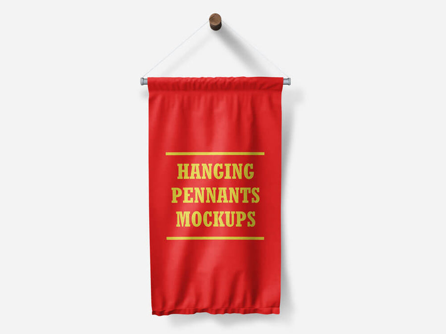 Hanging Wall Flag Pennants Mockups
