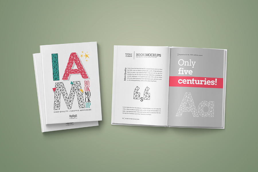 Set of 2 Hardcover Book Mockups Cover and Inner Pages