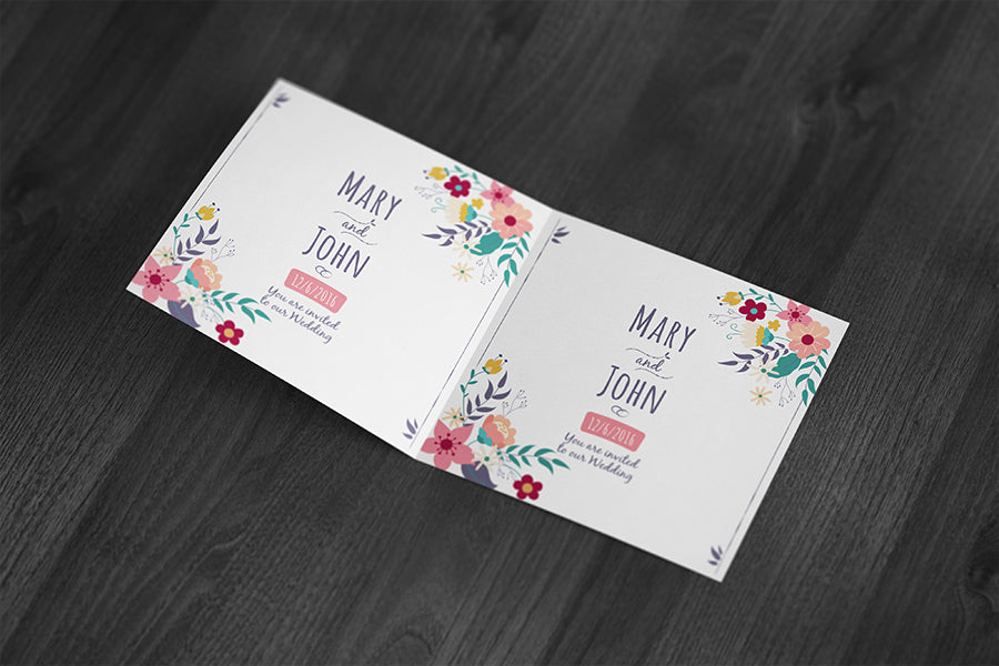 Square Invitation and Greeting Card Mockup Front and Back