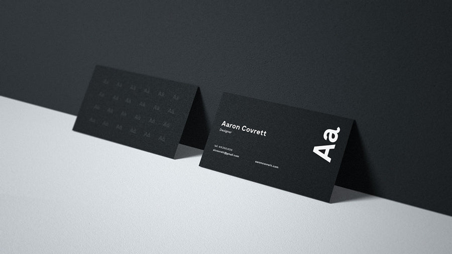 Close-up Black Business Card Mockup