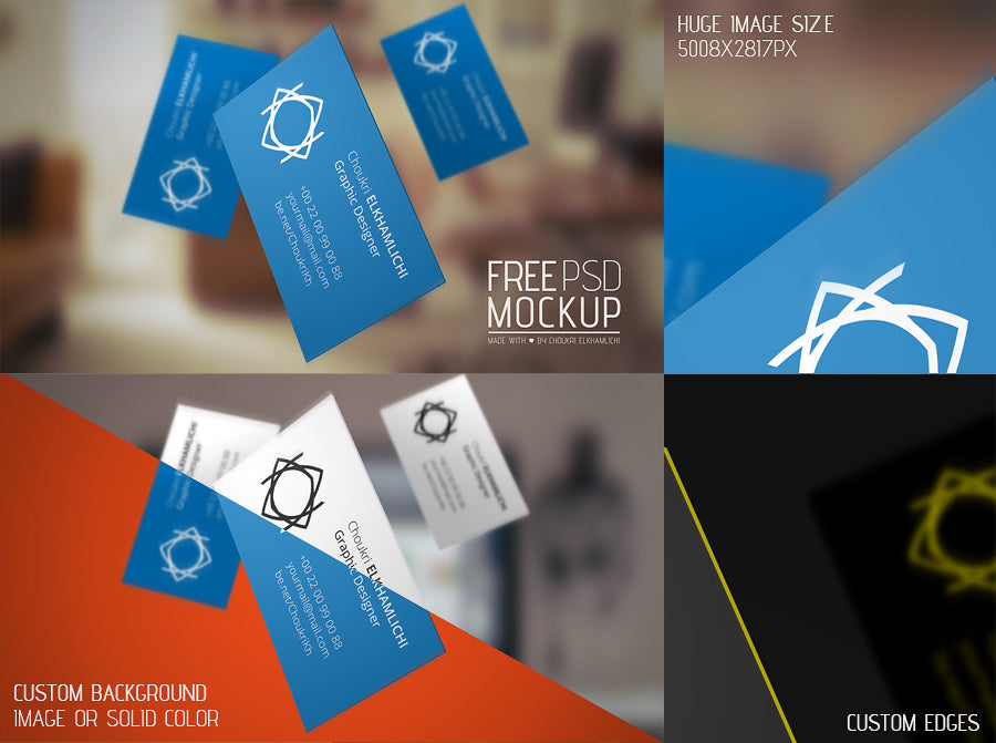 Flying Business Card Mockups Set
