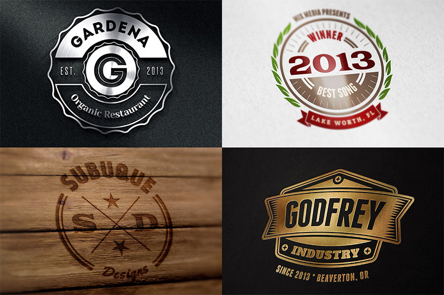 4 x Vintage Logo Mockups