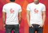 Man Model Wearing White T-Shirt PSD Mockup with Front and Back View