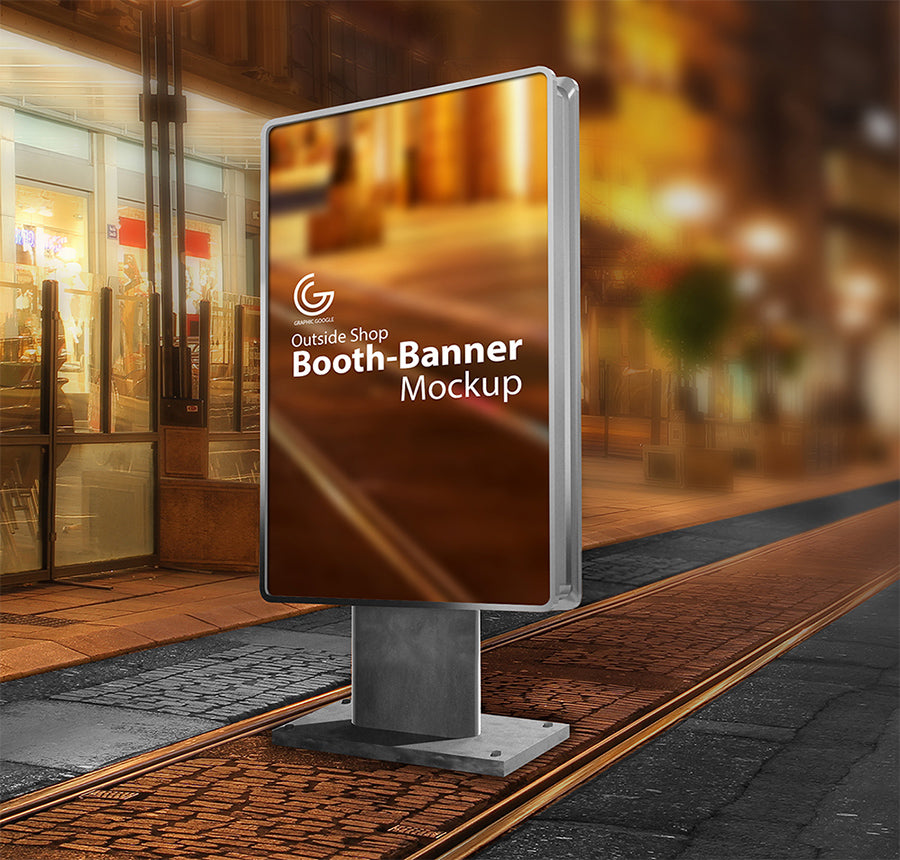 Outside Shop Booth Banner Sign Mockup