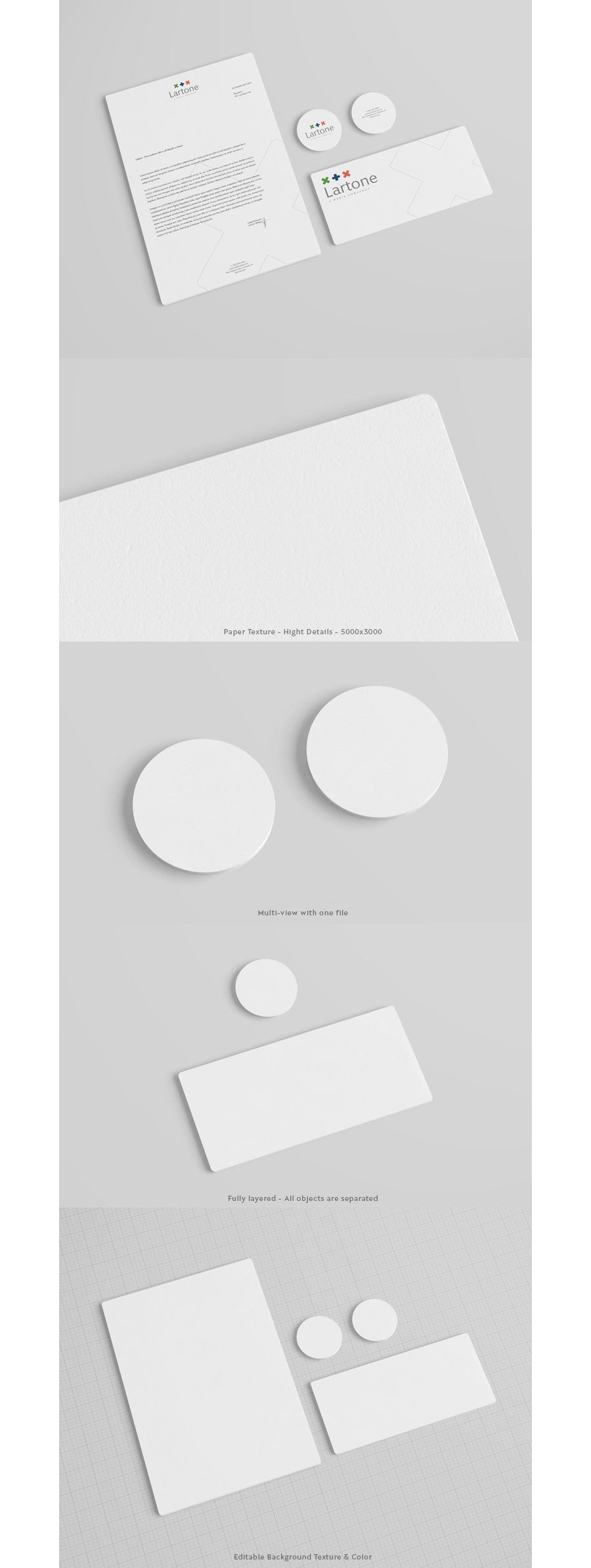 Clean and White Stationery Mockup Top View
